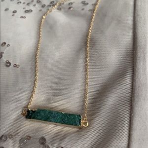 Gold and teal druzzy quartz stone necklace